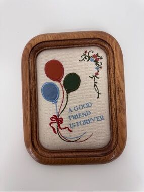 Vintage Russ Traditional Treasures Embroidered Wall Art Wood Plaque